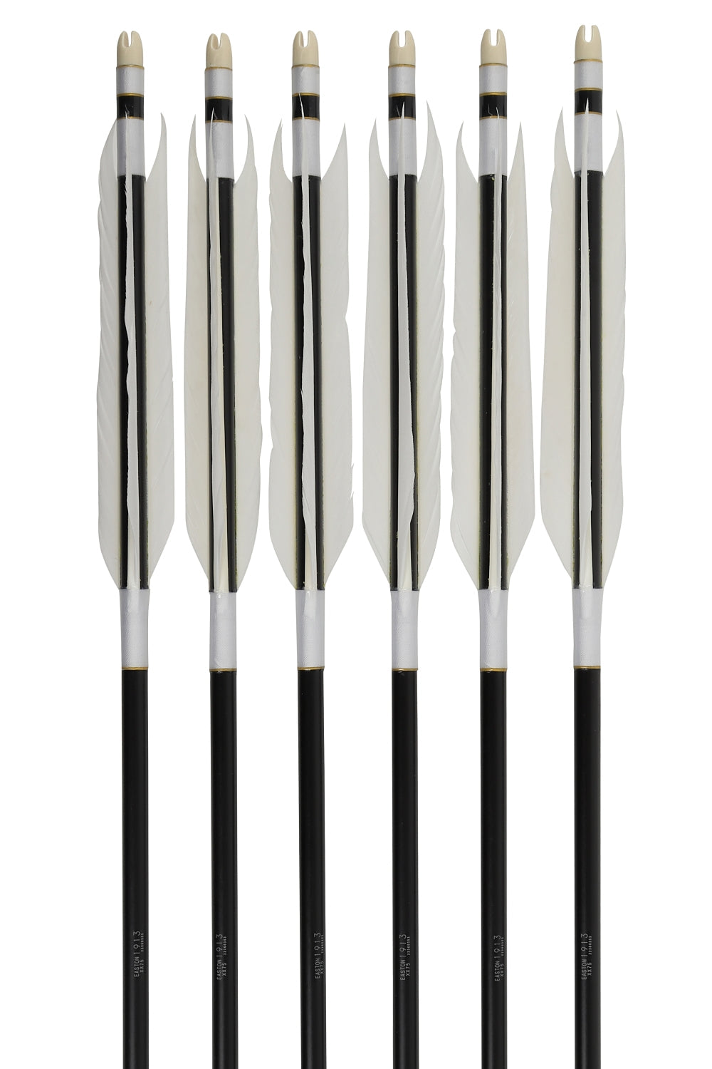 【D-1776】Enteki　White goose ／ Black feather ( 4 types )  - Set of 6 (Shaft Size 1913) Easton イーストン 白グース・黒ヤリ羽根　遠的矢　1913シャフト 6本組