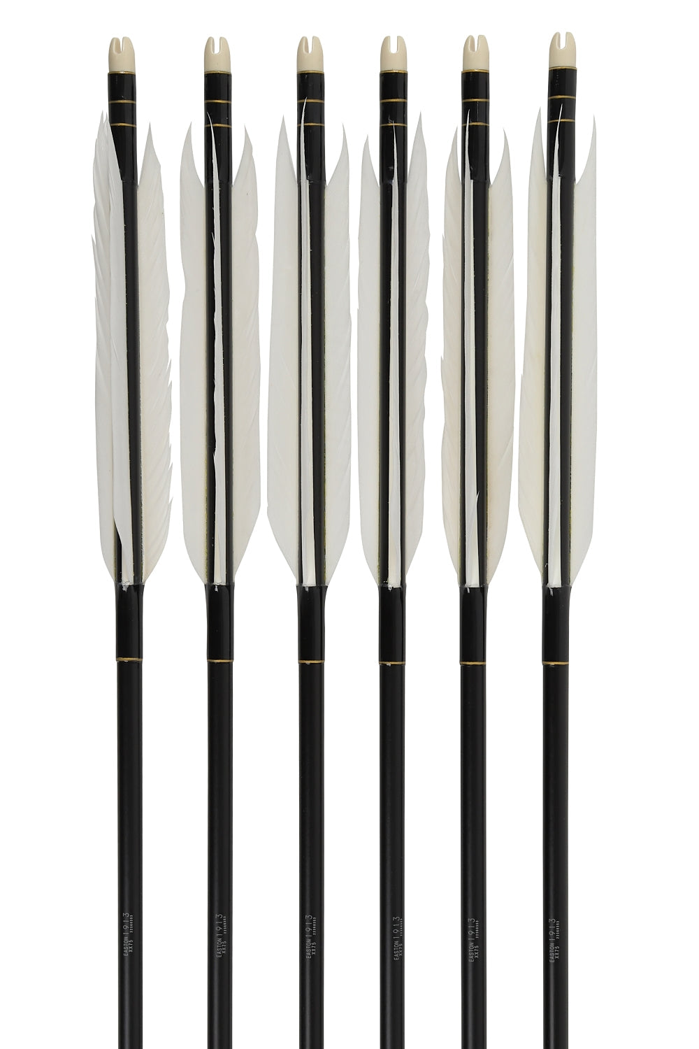 【D-1776】Enteki　White goose ／ Black feather ( 4 types )  - Set of 6 (Shaft Size 1913) Easton イーストン 白グース・黒ヤリ羽根　遠的矢　1913シャフト 6本組