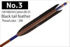 【D-1793】Black Tail feather  ( 5 types )  - Set of 6 (HAYABUSA Carbon 80-25)  黒尾羽 ハヤブサカーボン 80-25 6本組 5種類