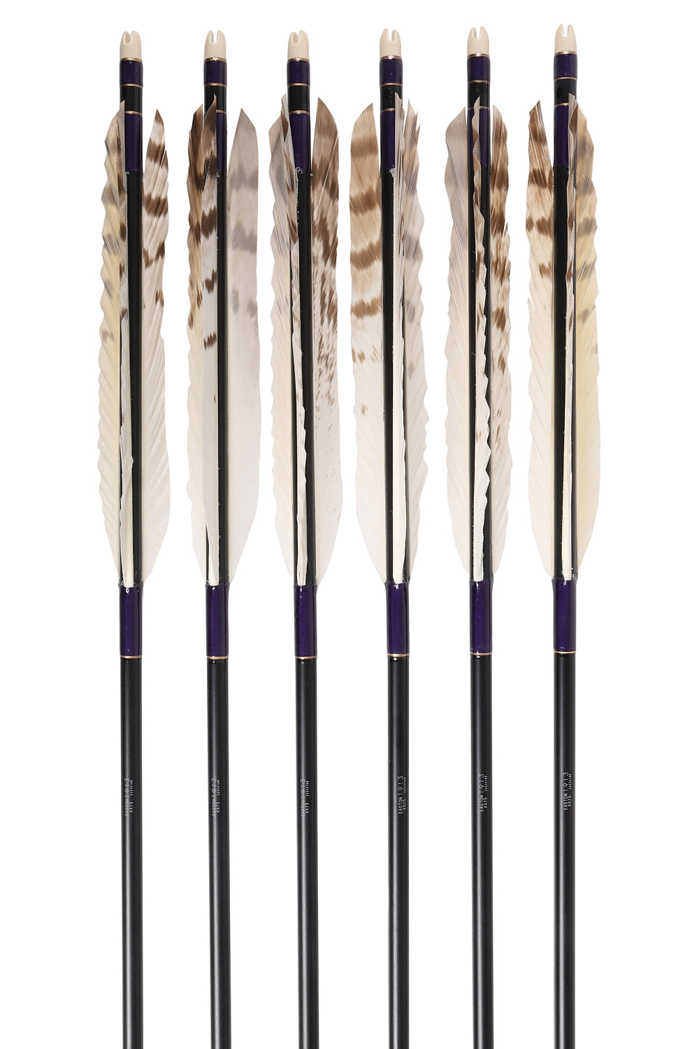 【D-1796】White Tail feather  ( 2 types )  - Set of 6 (Shaft Size 1913)  Easton イーストン 白尾羽 1913シャフト 6本組 2種類