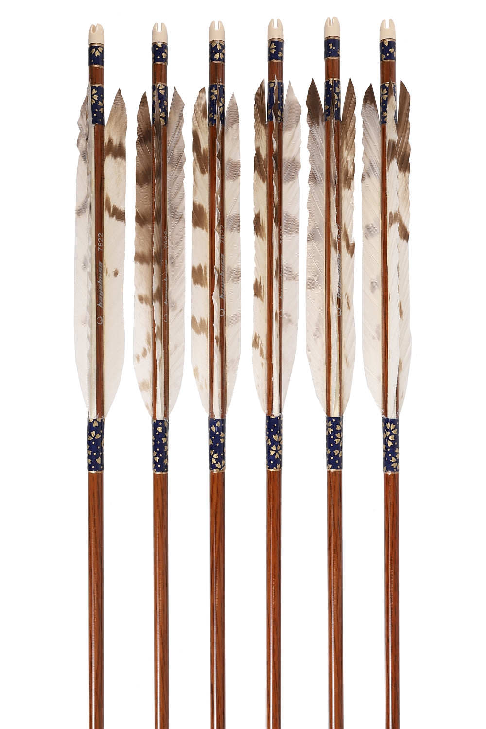 【D-1799】White tip feather  ( 2 types )  - Set of 6  (HAYABUSA Carbon 76-22)  ハヤブサカーボン 76-22 白手羽  6本組 2種類