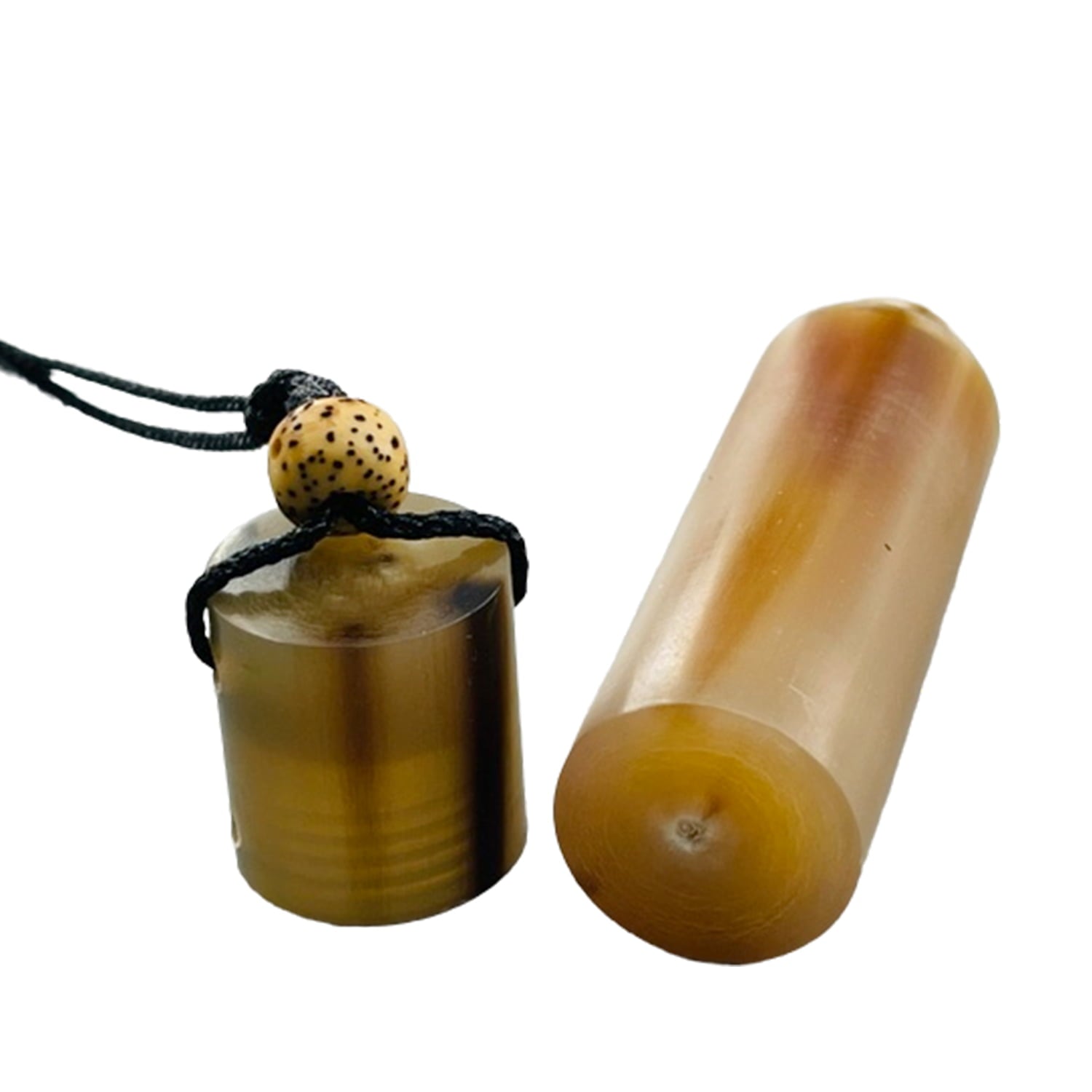 【J-188】 Giriko & Fudeko Holder - Konaire (Horn cylinder) 牛角製 円柱 粉入れ ぎり粉 ふで粉 弓道 弓具