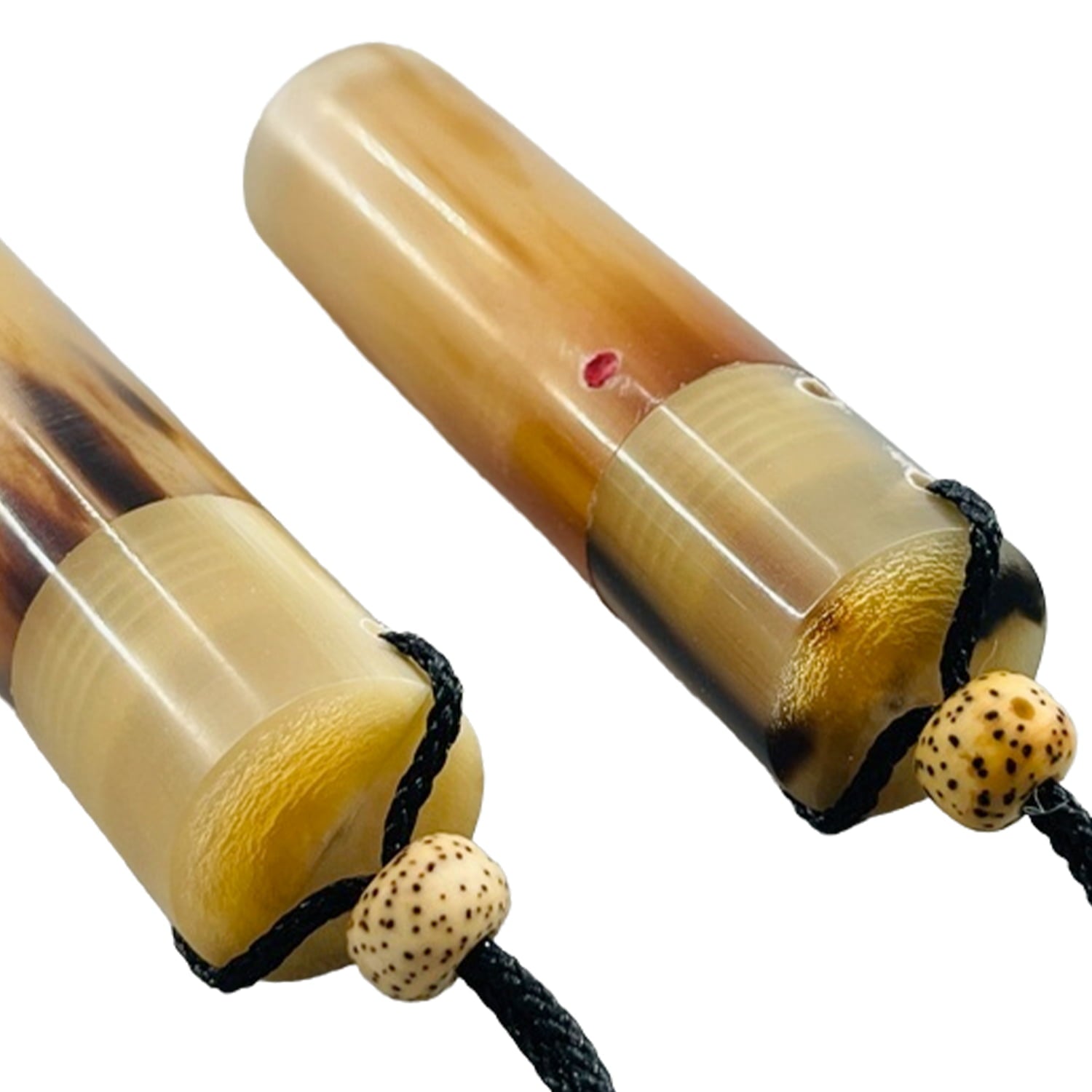 【J-188】 Giriko & Fudeko Holder - Konaire (Horn cylinder) 牛角製 円柱 粉入れ ぎり粉 ふで粉 弓道 弓具