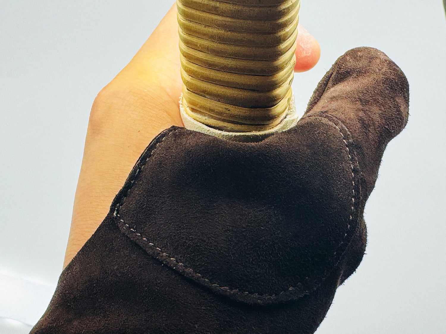 【J-210】 Oshitekake (Sheepskin) S M L 押し手カケ 羊革製 焦茶 弓道 弓具 ゆがけ