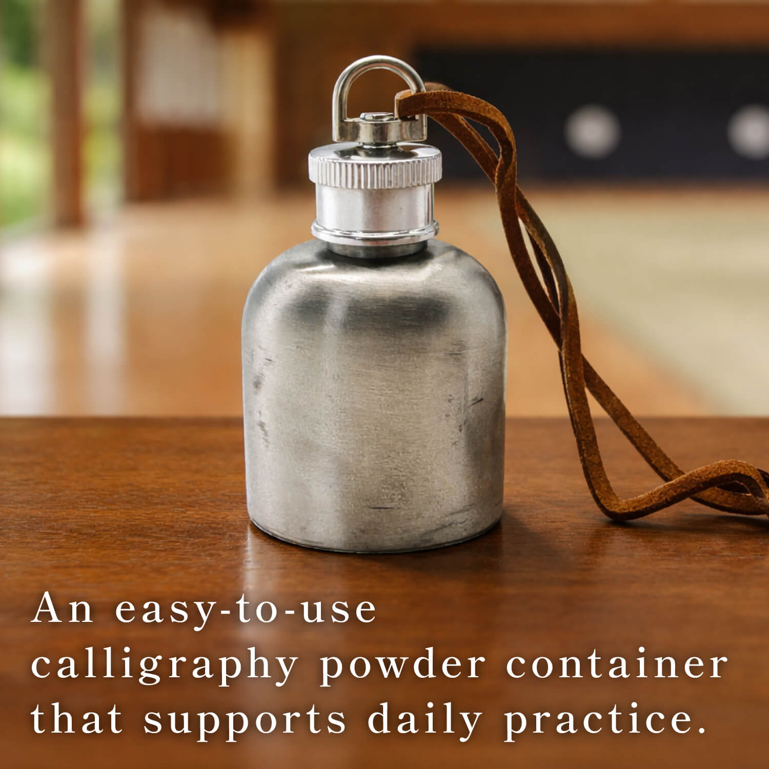 【J-213】Stainless Steel Calligraphy Powder Container with Funnel ステンレス製筆粉入れ 漏斗セット 選べる3サイズ