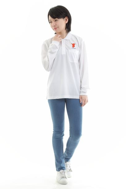 【L-127】Chiba-kun Polo Shirt【Long Sleeves】White SS 3L チーバ君 ドライポロシャツ 長袖 白 ポロシャツ 【チーバくんグッズ】【在庫限りで販売終了】