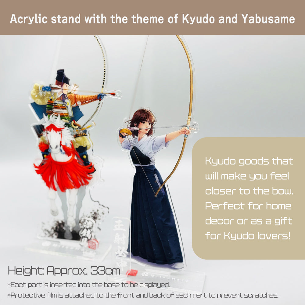 【L-141】Kyudo Acrylic Stand "Seishahicchu" "Yabusame" Height About.33cm　アクリルスタンド 弓道 流鏑馬 やぶさめ 正射必中 せいしゃひっちゅう 高さ約33cm 弓道グッズ 記念品 ギフト