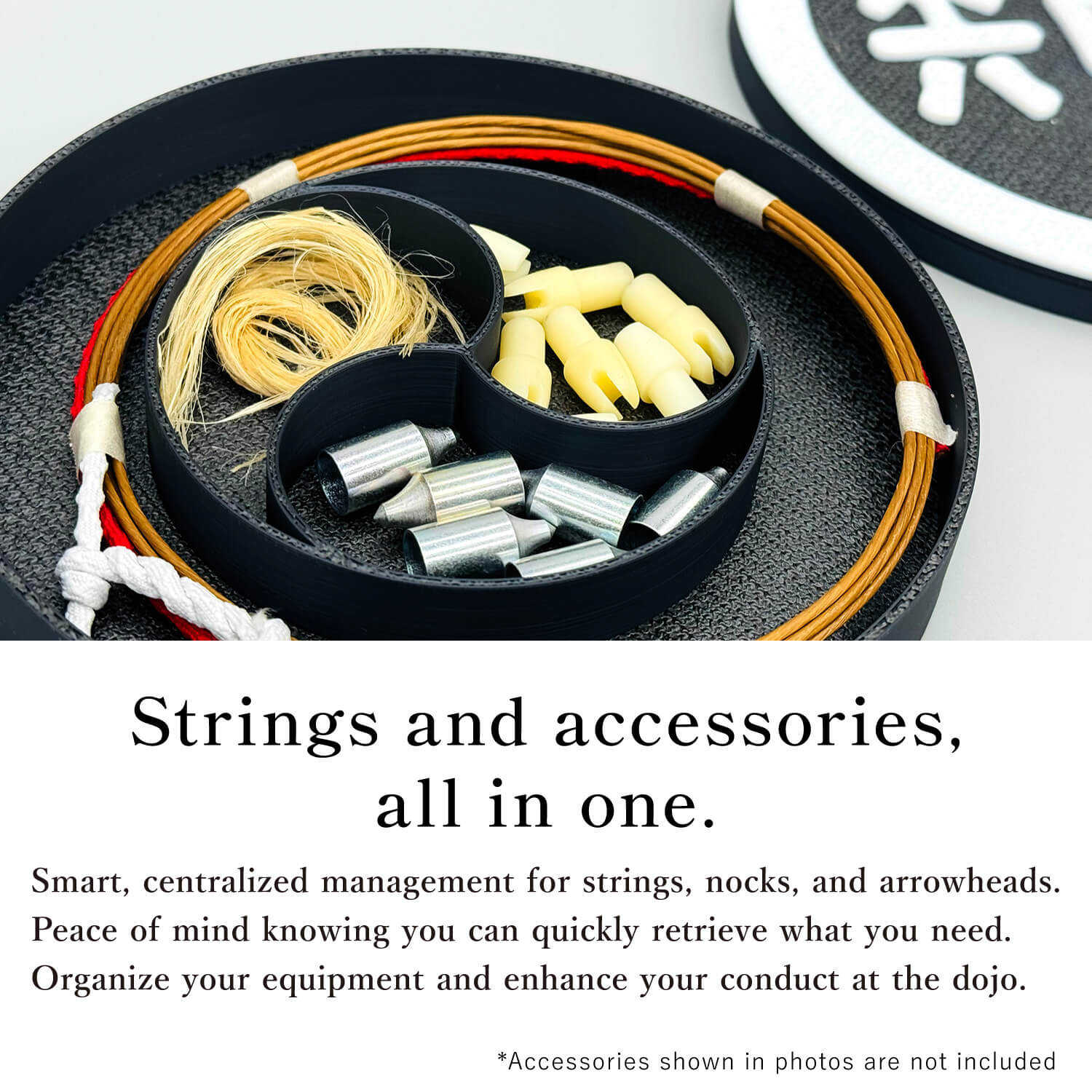 【L-145】String Storage Case "I know contentment" （KYUDO GOODS）弦入れ 収納ケース 弦巻 二重構造 吾唯足るを知る われただたるをしる 弓道グッズ ギフト