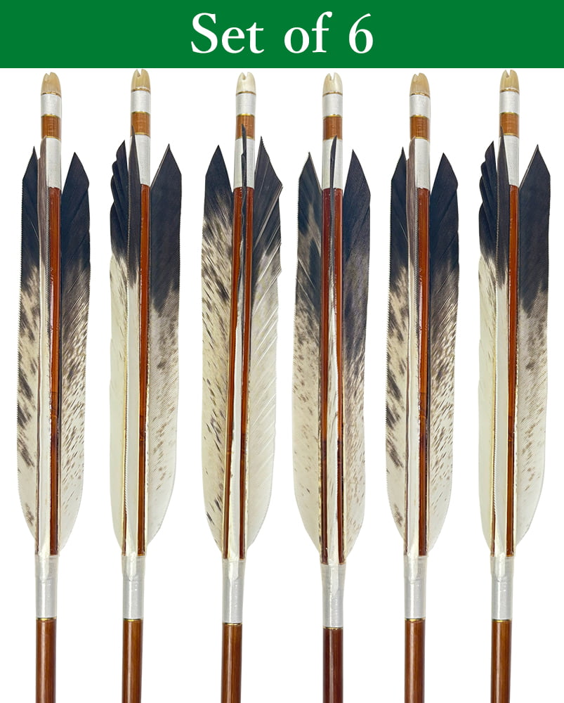 【o-205】High-quality custom-made bamboo arrows - ：Golden Eagle tail feather - Set of 6   竹矢 フルオーダー製作 犬鷲尾羽 上篦 6本組 弓道 弓具 矢