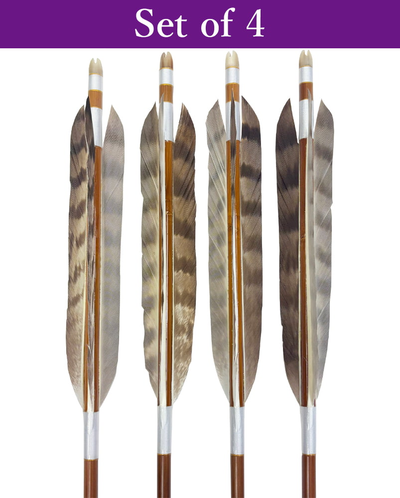 【o-208】High-quality custom-made bamboo arrows - ：White tail feather - Set of 4   竹矢 フルオーダー製作 白尾羽 上篦 4本組 弓道 弓具 矢