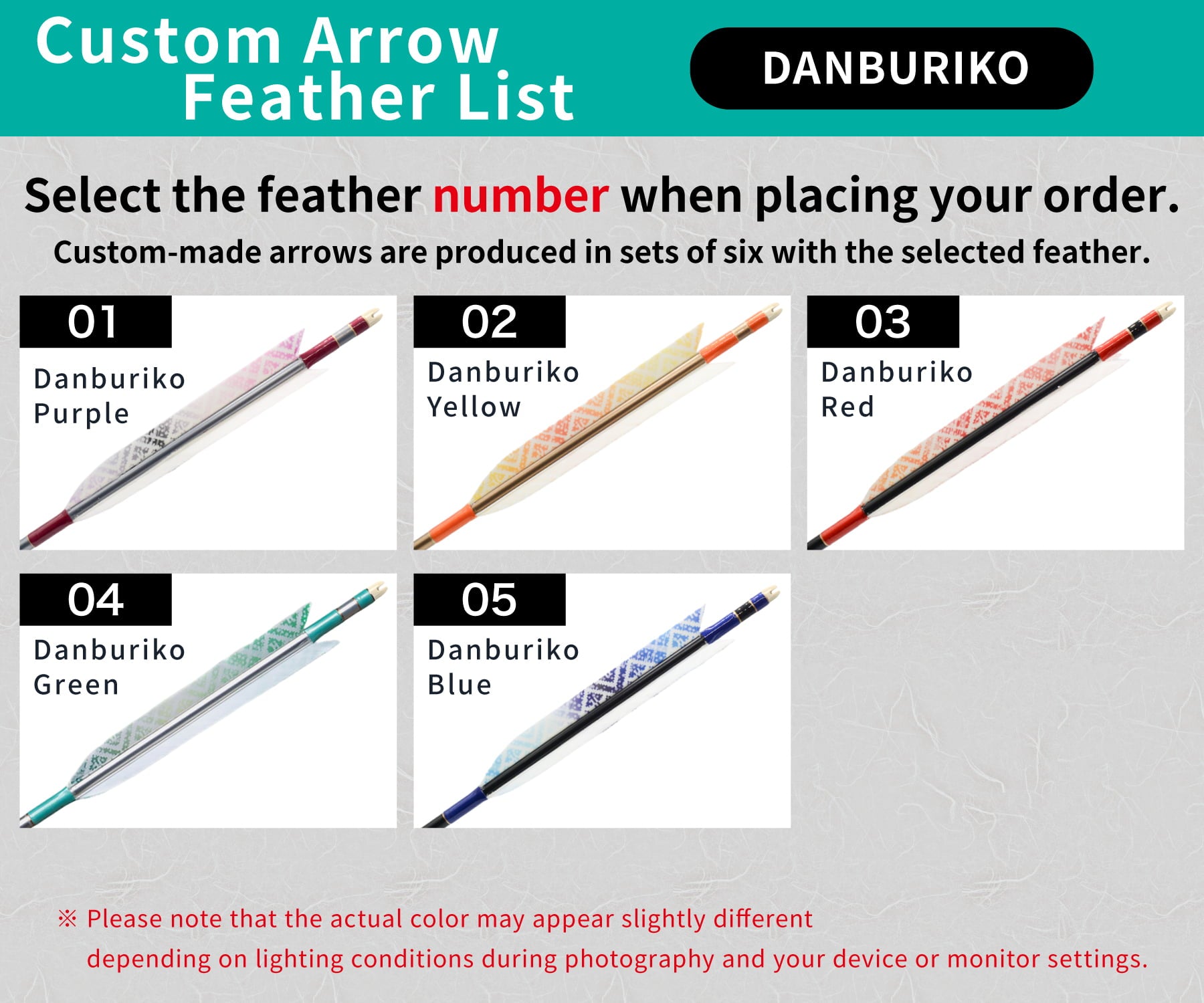 【O-248】Custom-made arrows ： 1813 / 2115 / Danburiko (Dragonfly) Turkey Feathers -5 Designs - Set of 6 / Choose Your Options: Washi Papre Wrapping, Fletching Thread (Hagi-ito) -  フルオーダー製作矢 1813 / 2115 ターキー だんぶりこ(5種) ６本組