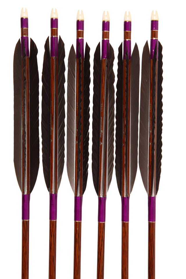 【D-1656】Black wing feather Fletching - Set of 6 (HAYABUSA Carbon 76-22) 黒手羽 ハヤブサカーボン 76-22 6本組