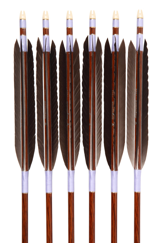 【D-1657】Black wing feather Fletching - Set of 6 (HAYABUSA Carbon 76-22) 黒手羽 ハヤブサカーボン 76-22 6本組