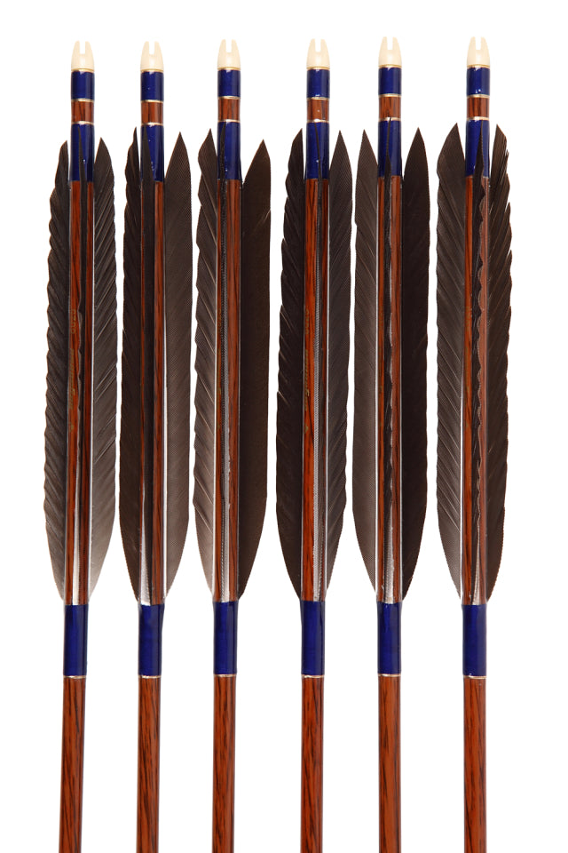 【D-1662】Black wing feather Fletching - Set of 6 (HAYABUSA Carbon 80-25) 黒手羽 ハヤブサカーボン 80-25 6本組