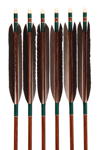 D-1660】Black wing feather Fletching - Set of 6 (HAYABUSA Carbon