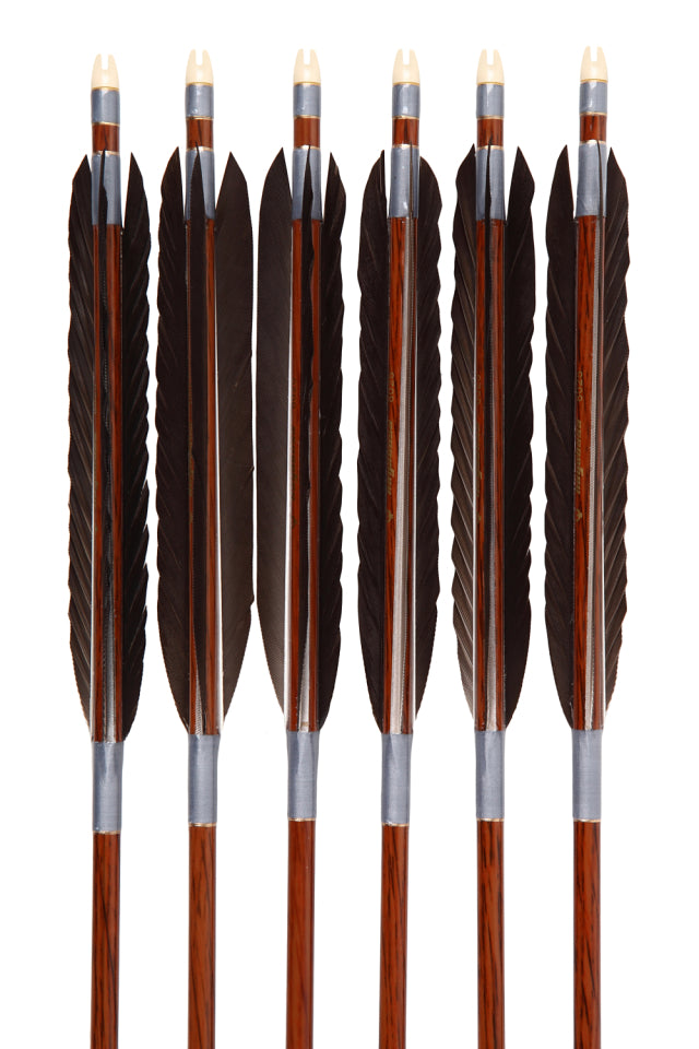 【D-1664】Black wing feather Fletching - Set of 6 (HAYABUSA Carbon 80-25) 黒手羽 ハヤブサカーボン 80-25 6本組