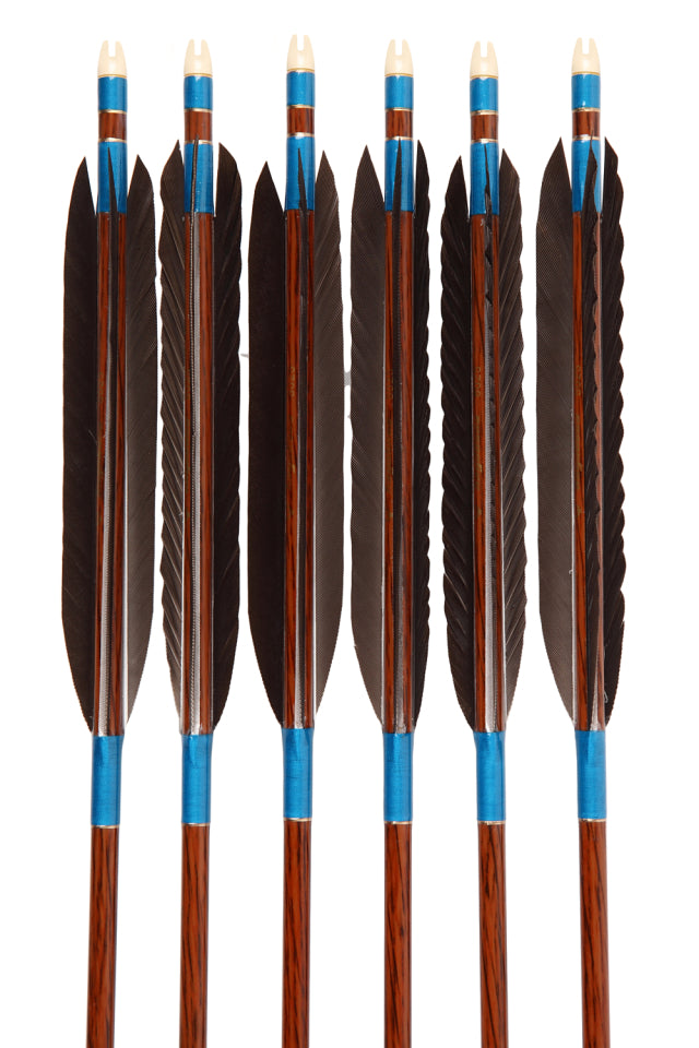 【D-1665】Black wing feather Fletching - Set of 6 (HAYABUSA Carbon 80-25) 黒手羽 ハヤブサカーボン 80-25 6本組