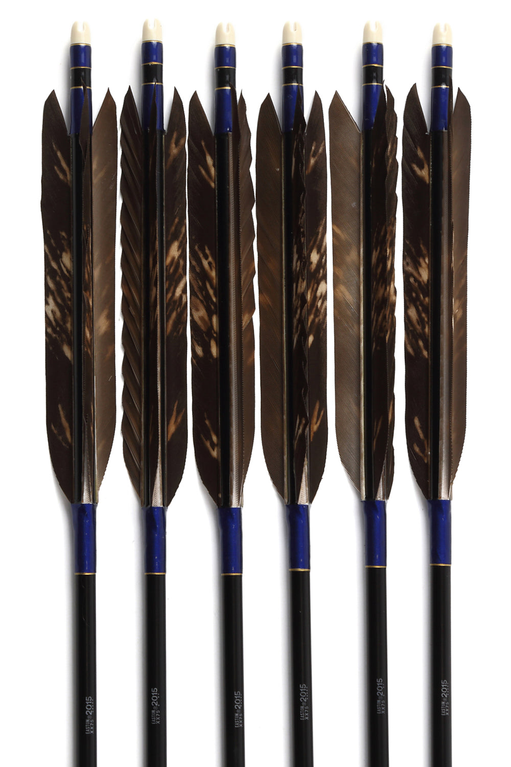 【D-1625】Black Fletching - Set of 6 (Shaft Size2015)黒手羽染抜 ベッコウ 2015シャフト 6本組