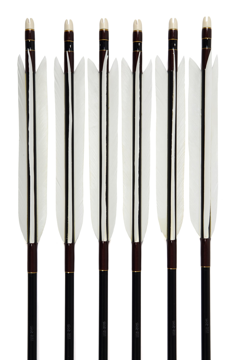 【D-1631】Turkey white feather - Set of 6 (Shaft Size 2015)ターキー白羽 2015シャフト 6本組