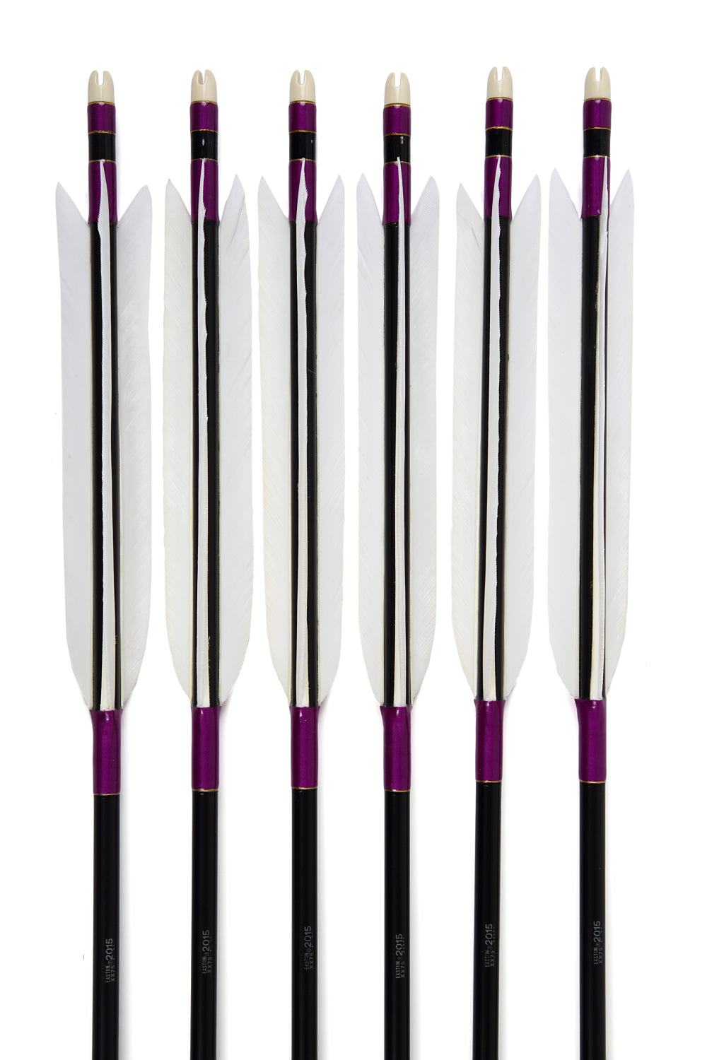 【D-1633】Turkey white feather - Set of 6 (Shaft Size 2015)ターキー白羽 2015シャフト 6本組