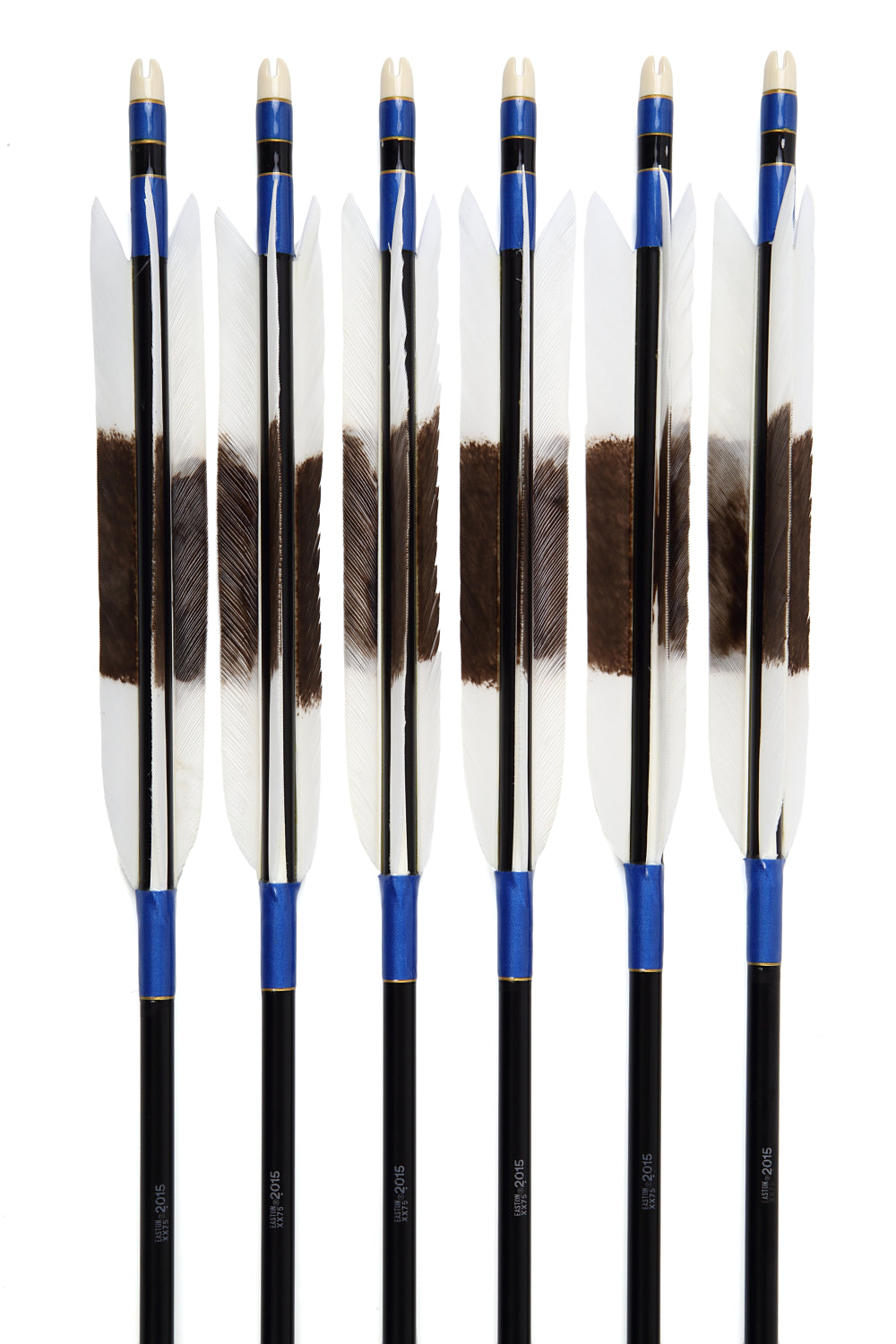 【D-1639】Black Middle Fletching - Set of 6 (Shaft Size 2015)ターキー手描 中黒 2015シャフト 6本組