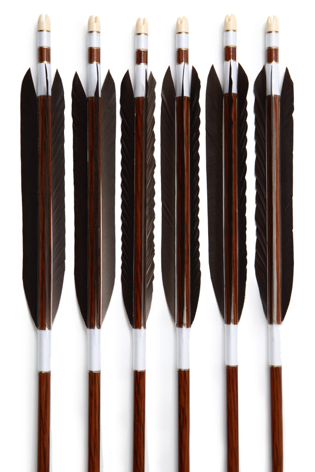 【D-1655】Black wing feather Fletching - Set of 6 (HAYABUSA Carbon 76-22) 黒手羽 ハヤブサカーボン 76-22 6本組