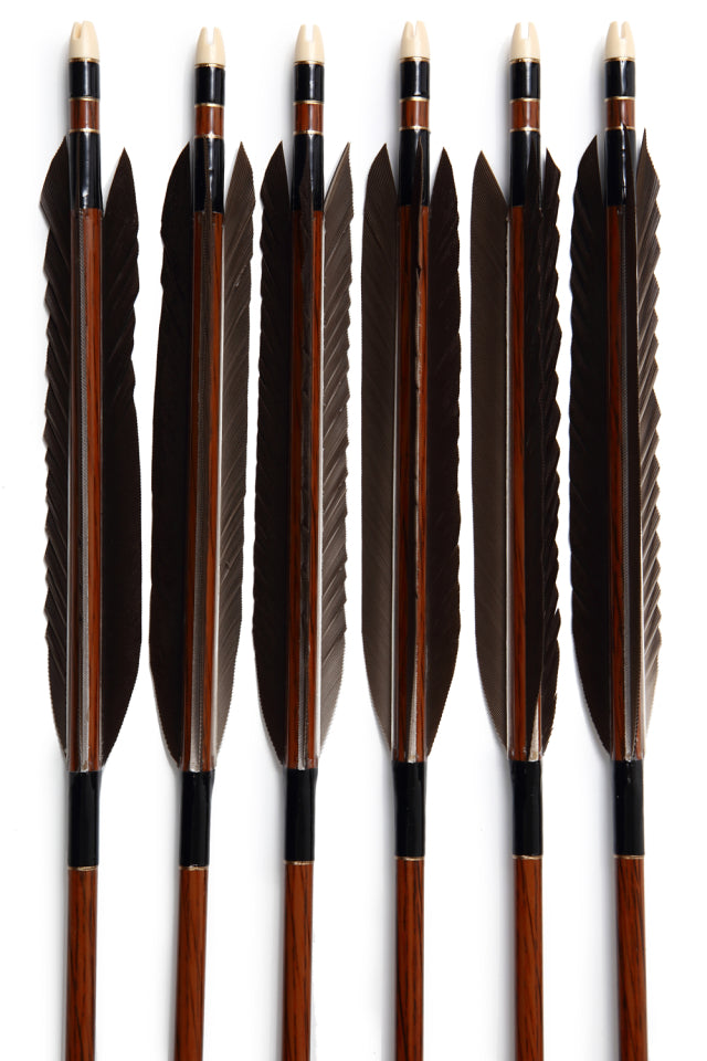 【D-1659】Black wing feather Fletching - Set of 6 (HAYABUSA Carbon 80-25) 黒手羽 ハヤブサカーボン 80-25 6本組