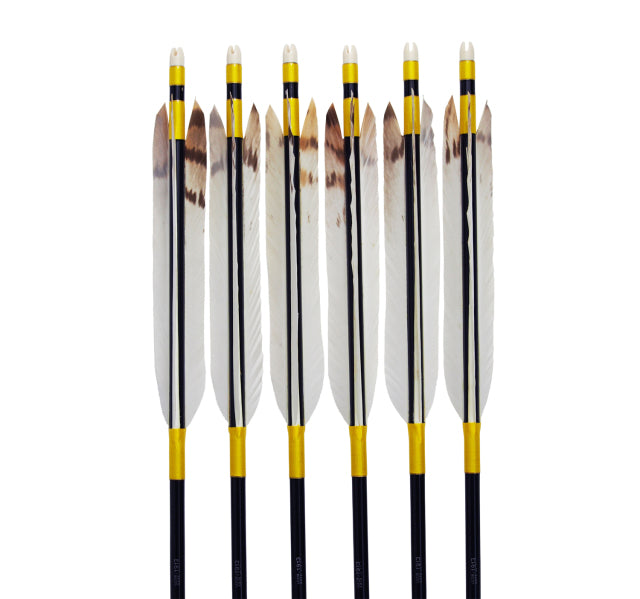 【D-1675】White Fletching - Set of 6 (Shaft Size 1913) 白尾羽 1913シャフト 6本組 ジュラ矢