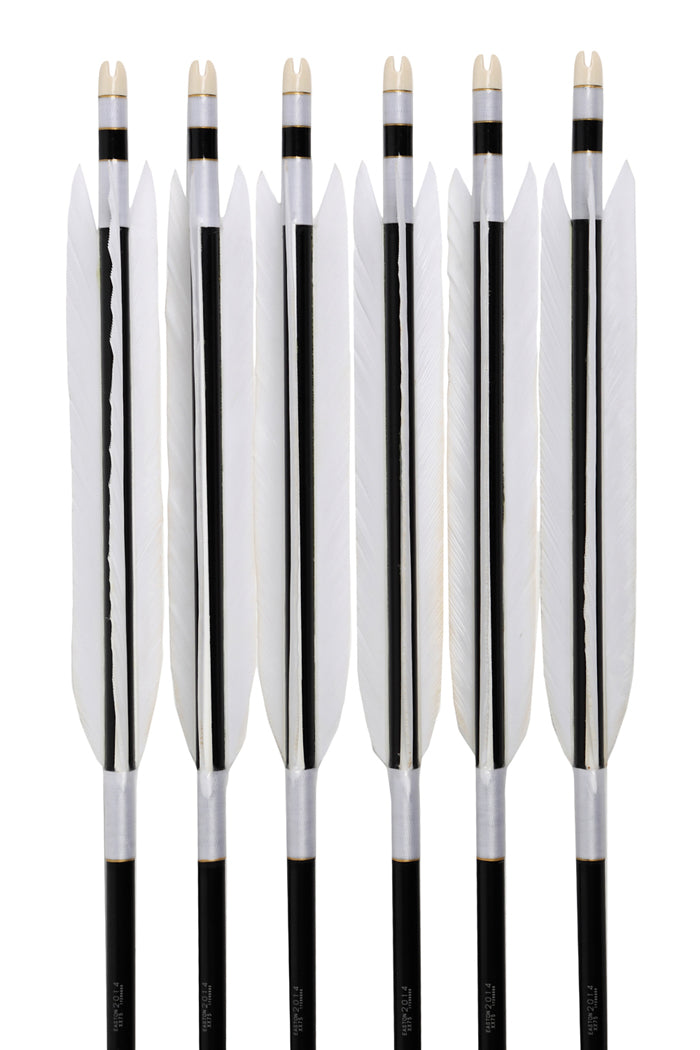【D-1695】Turkey white feather - Set of 6 (Shaft Size 2014) ターキー 白羽 2014シャフト 6本組