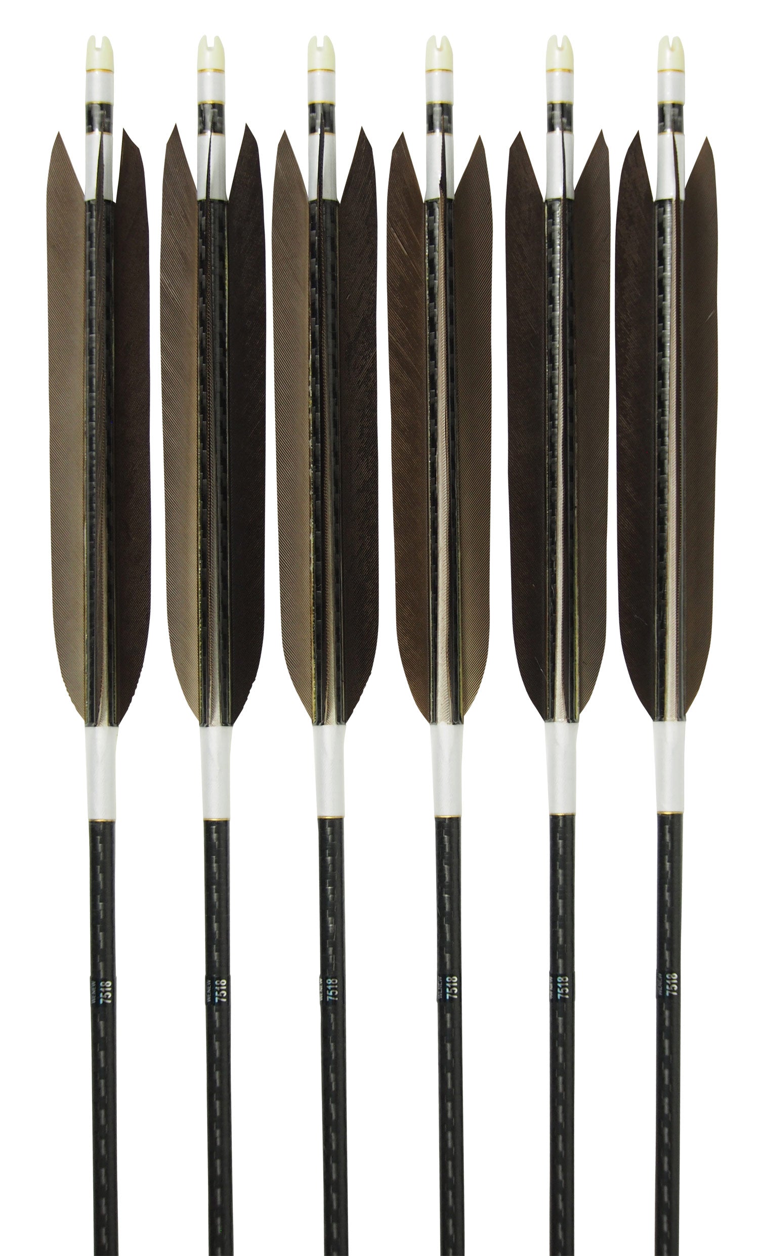 【D-1703】Black wing feather Fletching - Set of 6 (Mizuno Carbon WENEW7518) 黒手羽 ミズノカーボン ウィニュー 75-18 6本組