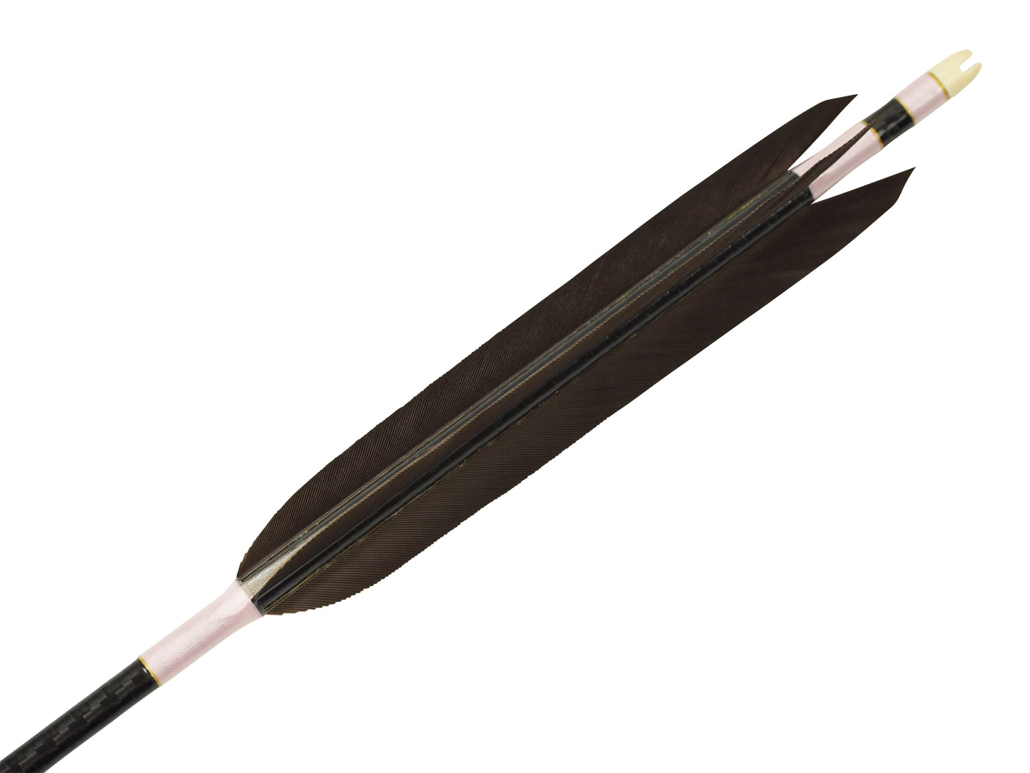 【D-1704】Black wing feather Fletching - Set of 6 (Mizuno Carbon WENEW7518) 黒手羽 ミズノカーボン ウィニュー 75-18 6本組