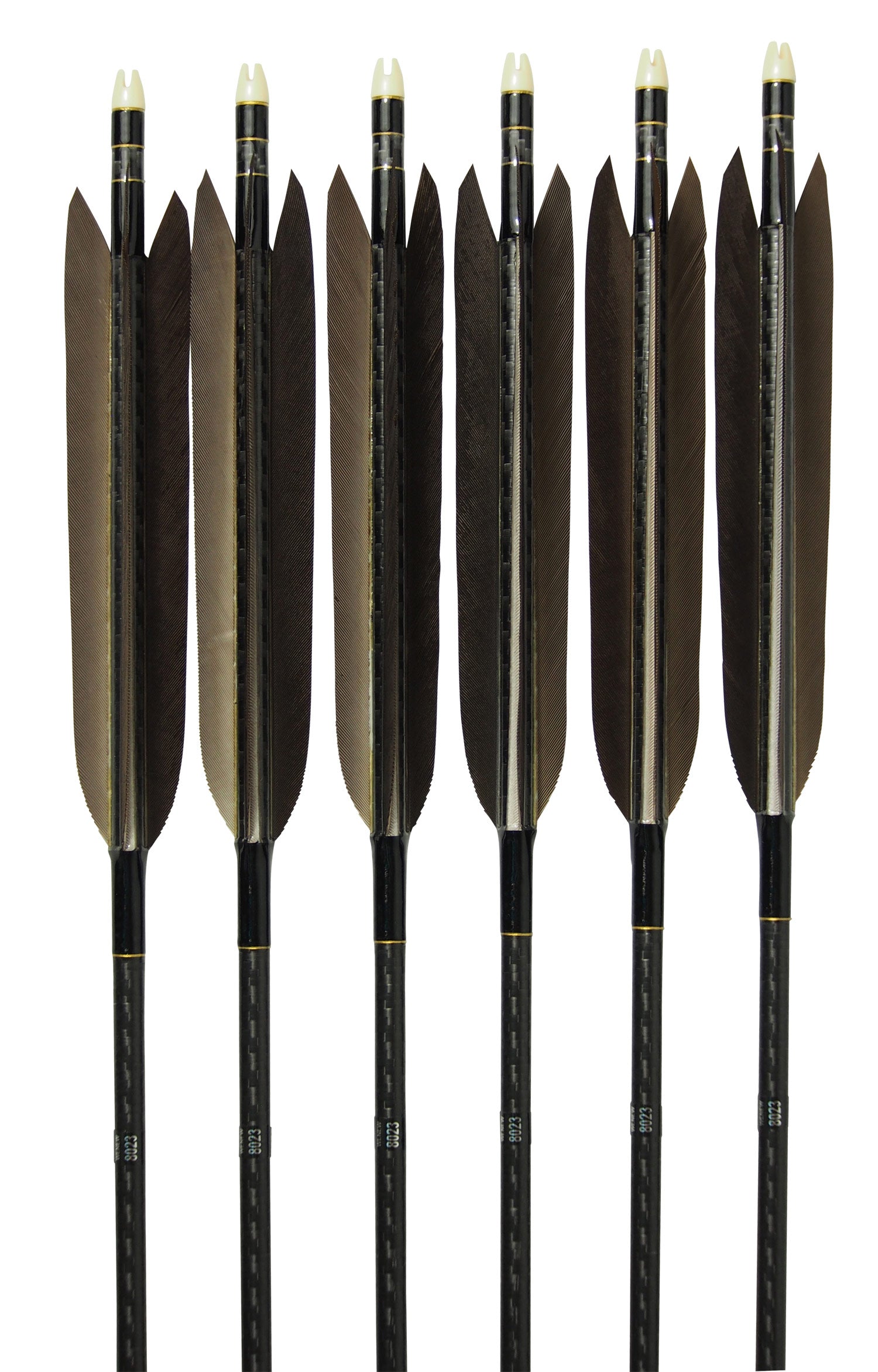 【D-1709】Black wing feather Fletching - Set of 6 (Mizuno Carbon WENEW8023) 黒手羽 ミズノカーボン ウィニュー 80-23 6本組