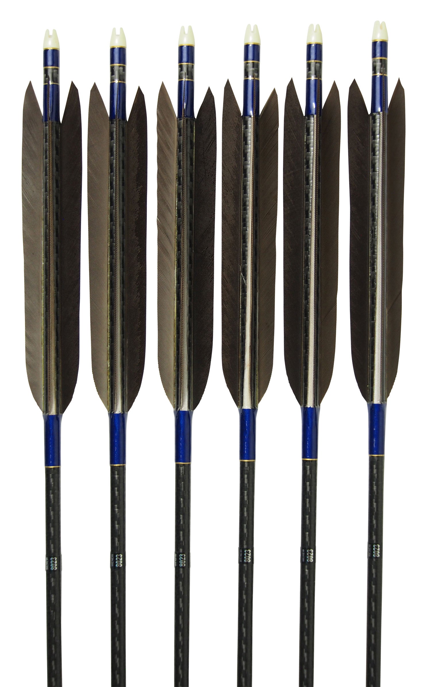 【D-1710】Black wing feather Fletching - Set of 6 (Mizuno Carbon WENEW8023) 黒手羽 ミズノカーボン ウィニュー 80-23 6本組