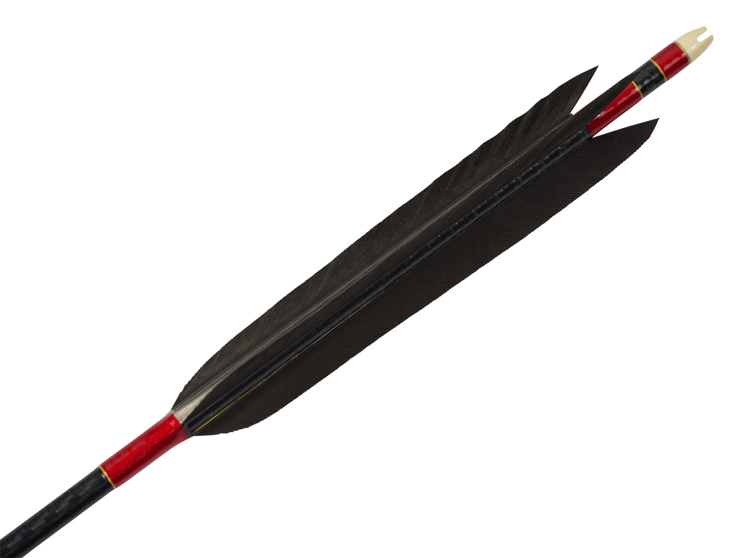 【D-1711】Black wing feather Fletching - Set of 6 (Mizuno Carbon WENEW8023) 黒手羽  ミズノカーボン ウィニュー 80-23 6本組