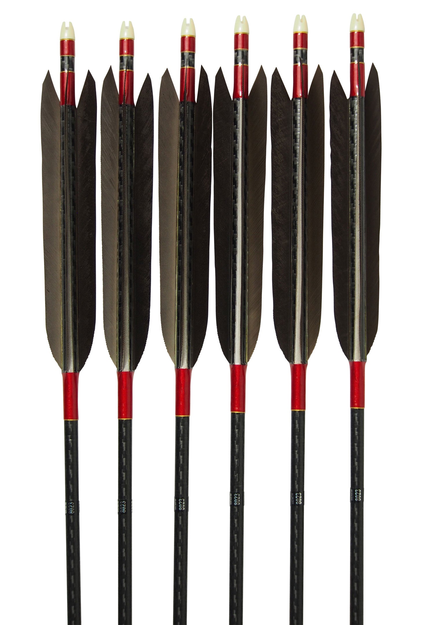 【D-1711】Black wing feather Fletching - Set of 6 (Mizuno Carbon WENEW8023) 黒手羽 ミズノカーボン ウィニュー 80-23 6本組