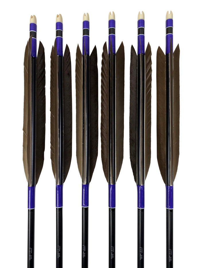 【D-1716】（DEAL of the season !!!）Black wing feathers - Set of 6 (Shaft Size 1913) 黒手羽　B級品　1913　6本組
