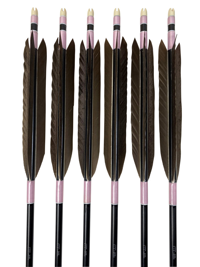 【D-1717】（DEAL of the season !!!）Black wing feathers - Set of 6 (Shaft Size 1913) 黒手羽 B級品 1913 6本組