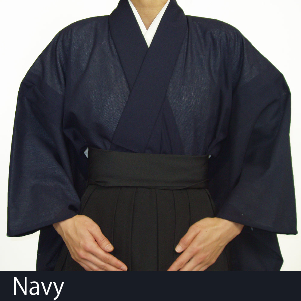 【H-030】 Kimono - Shima-sha  (For Summer) / Men's / Navy / size:S  -- 在庫限り 着物 縞紗 男性用 紺 S（夏用）弓道義 弓道